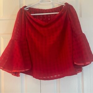 Red strapless blouse with satin trim size M